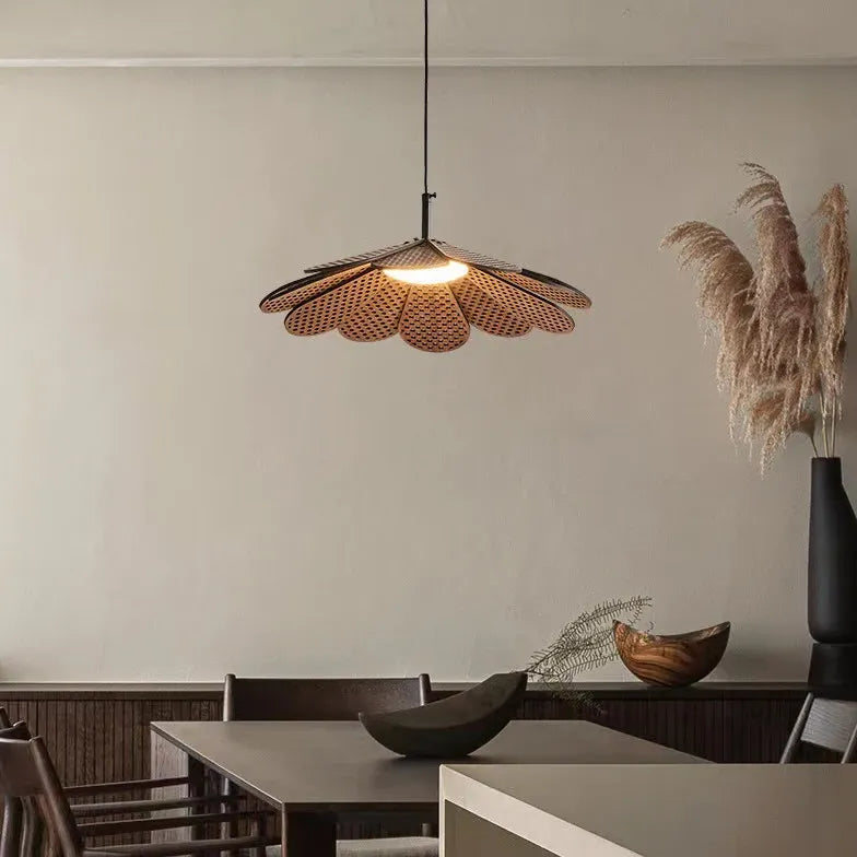 Petal-Shaped Wooden Pendant Light