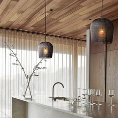 lámparas de mimbre o rattan estilo retro diseño de linterna