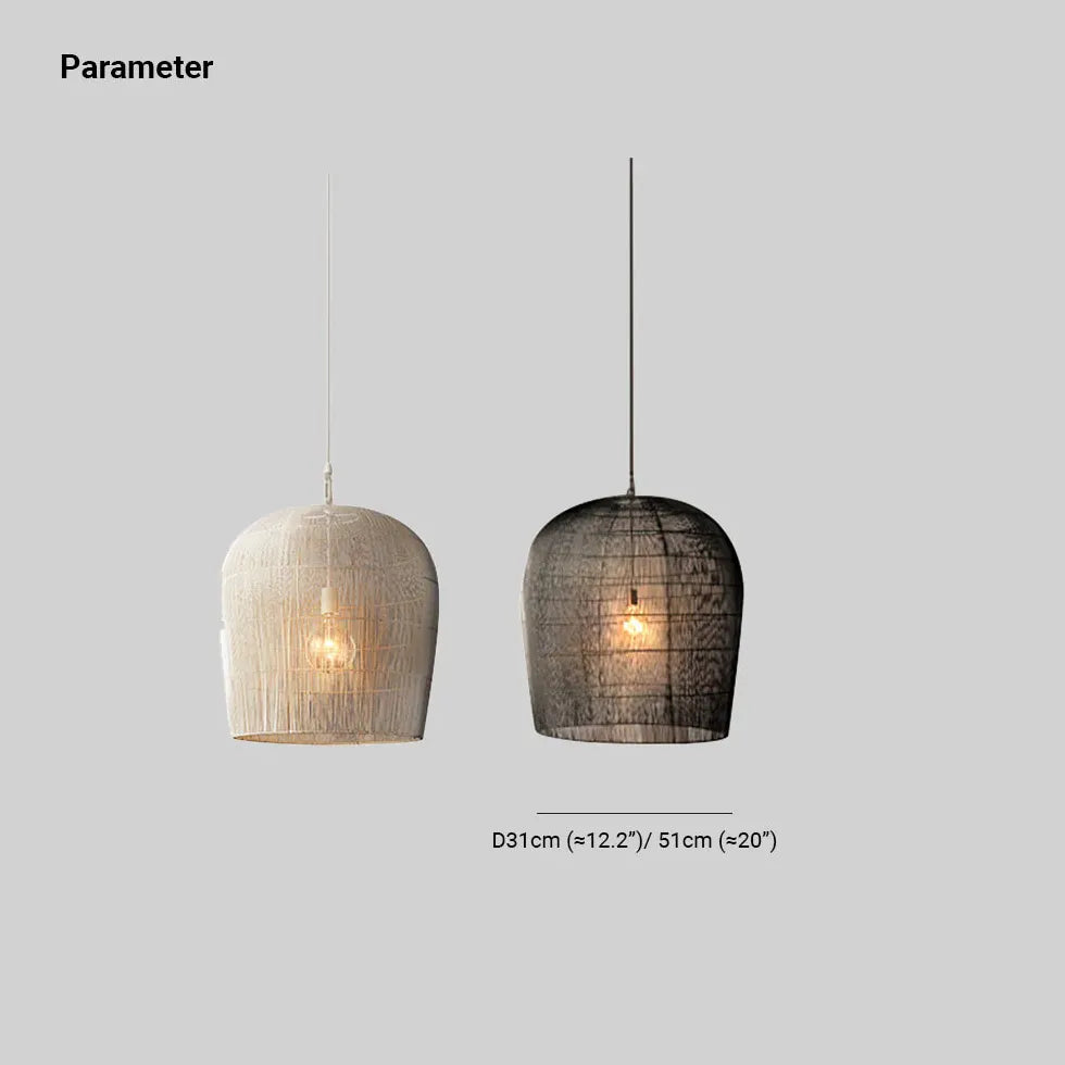 Woven Bell-Shaped Translucent Pendant Light