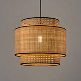 Multi Level Cylinder Rattan Vintage Pendant Light