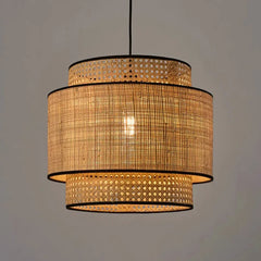 Lámpara Colgante de Mimbre LED Estilo Japonés