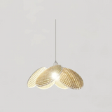 Lámparas colgantes de ratán estilo japonés LED con forma de flor para comedor