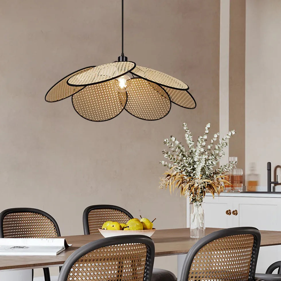 Porous Petals Bedroom Rattan Pendant Light