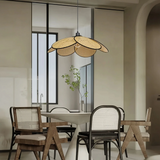 Lámparas colgantes de ratán estilo japonés LED con forma de flor para comedor