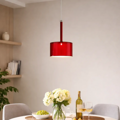 Lámpara colgante cilíndrica de vidrio moderna regulable en altura para comedor