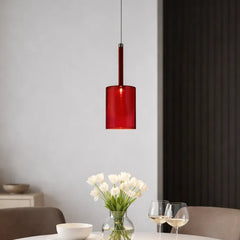 Lámpara colgante cilíndrica de vidrio moderna regulable en altura para comedor