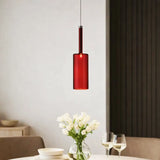 Lámpara colgante de vidrio moderna LED regulable en altura cilíndrica para comedor