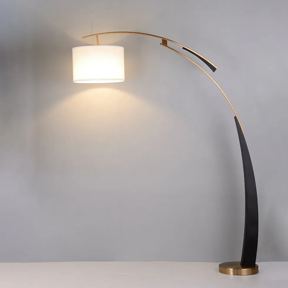 White Cylindrical Modern Arched Floor Lamp