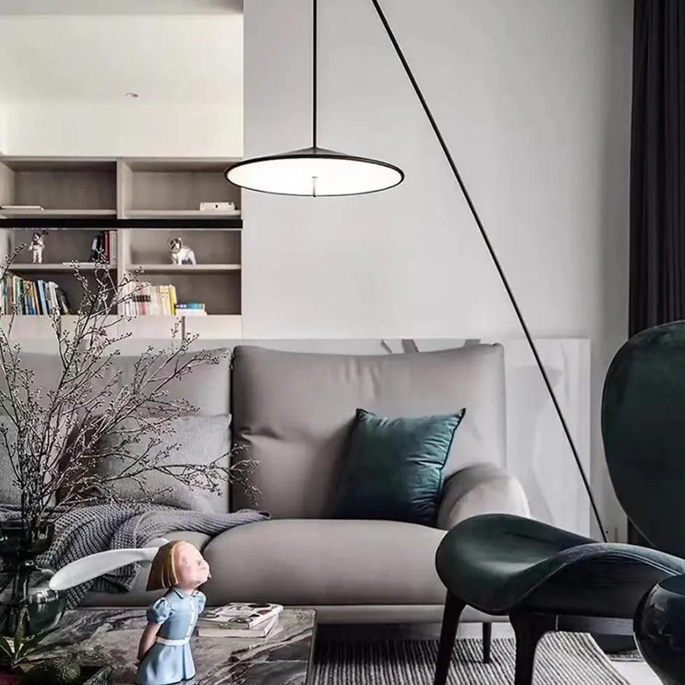 Tilted Hanging Curved Arm Modern Floor Lamp