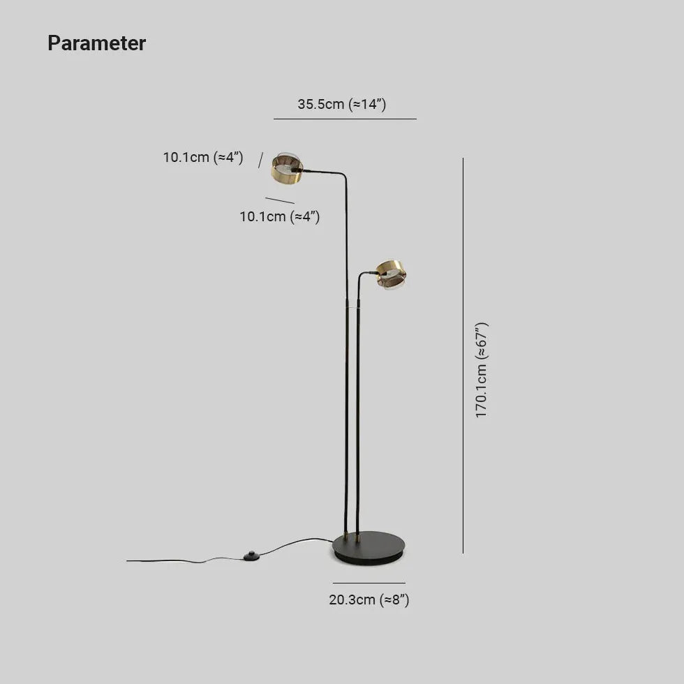 Lámpara de pie minimalista moderna de dos varillas 