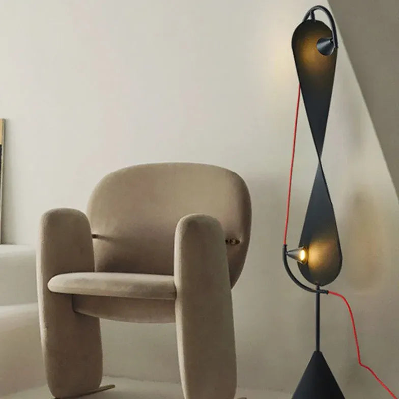 Black Unique Double-Curve Design Floor Lamp