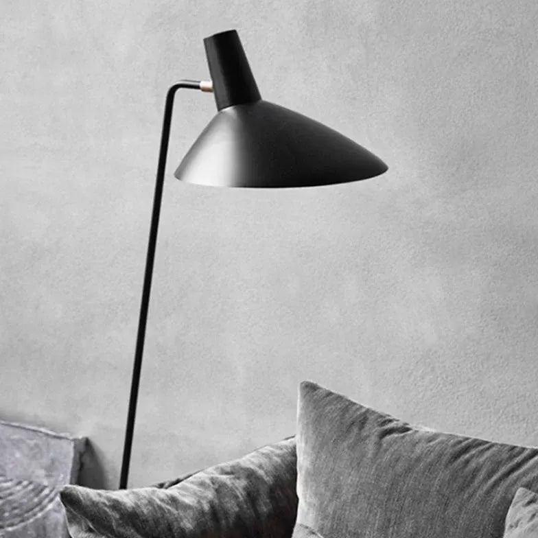 Black Conical Minimalist Tripod Floor Lamp