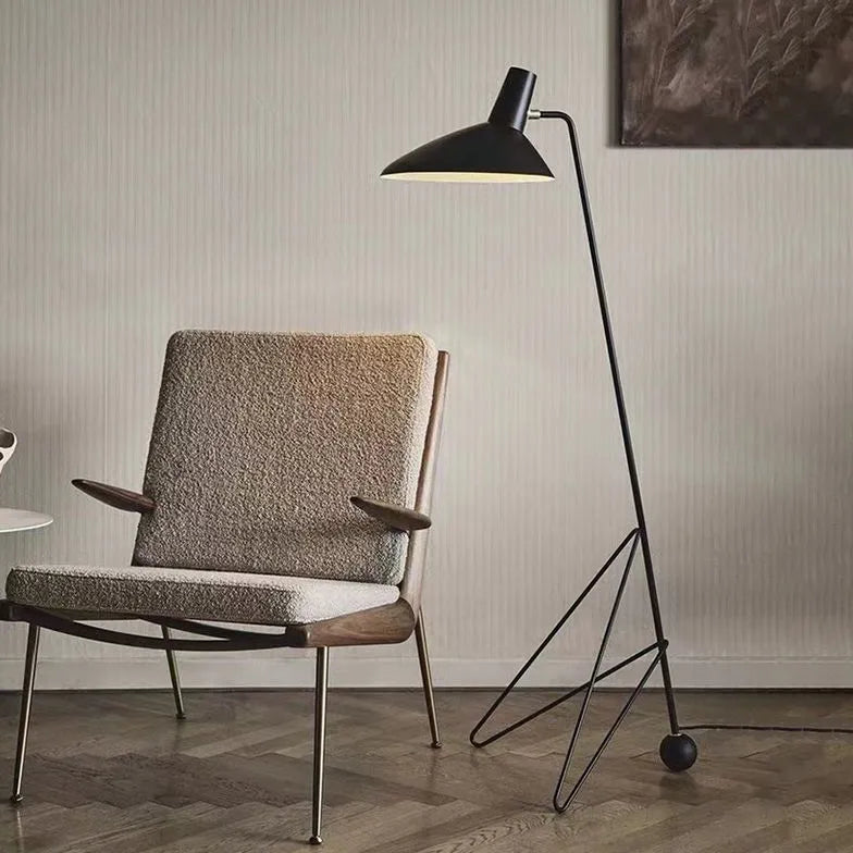 Black Conical Minimalist Tripod Floor Lamp