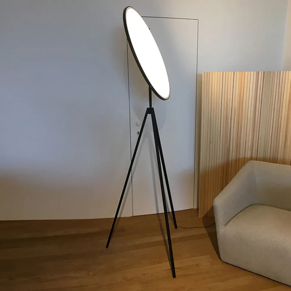 White Living Room Circular Tripod Floor Lamp