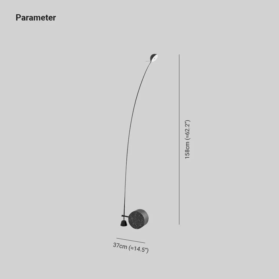 Lámpara de pie minimalista moderna y pequeña con forma de arco