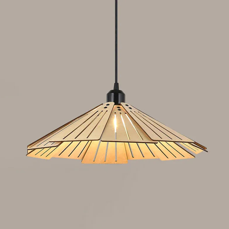 Iron Umbrella Dining Room Wooden Pendant Light