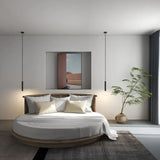 Lámpara colgante cilíndrica minimalista negra LED para mesita de noche