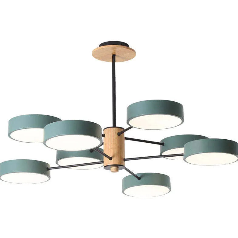 Round Plate Multi-Head Radiating Chandelier for Living Room