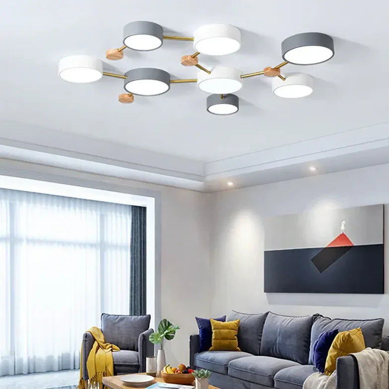Plafon LED techo empotrable diseño multicírculo estilo macaron