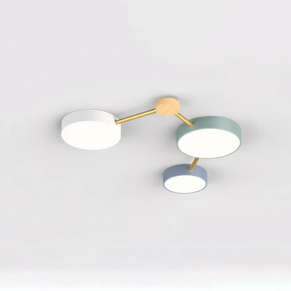 Plafon LED techo empotrable diseño multicírculo estilo macaron