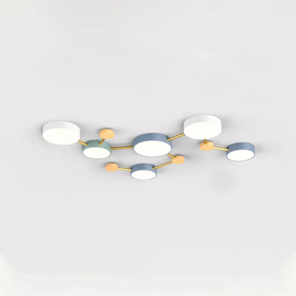 Plafon LED techo empotrable diseño multicírculo estilo macaron