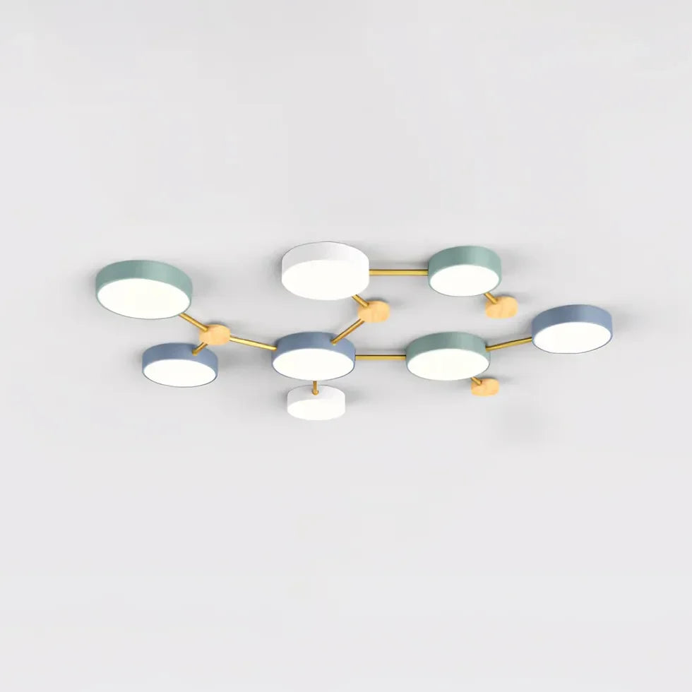 Plafon LED techo empotrable diseño multicírculo estilo macaron