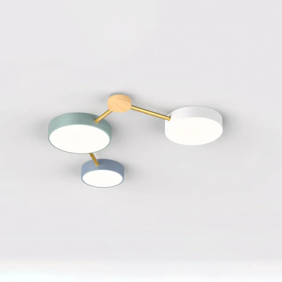 Plafon LED techo empotrable diseño multicírculo estilo macaron