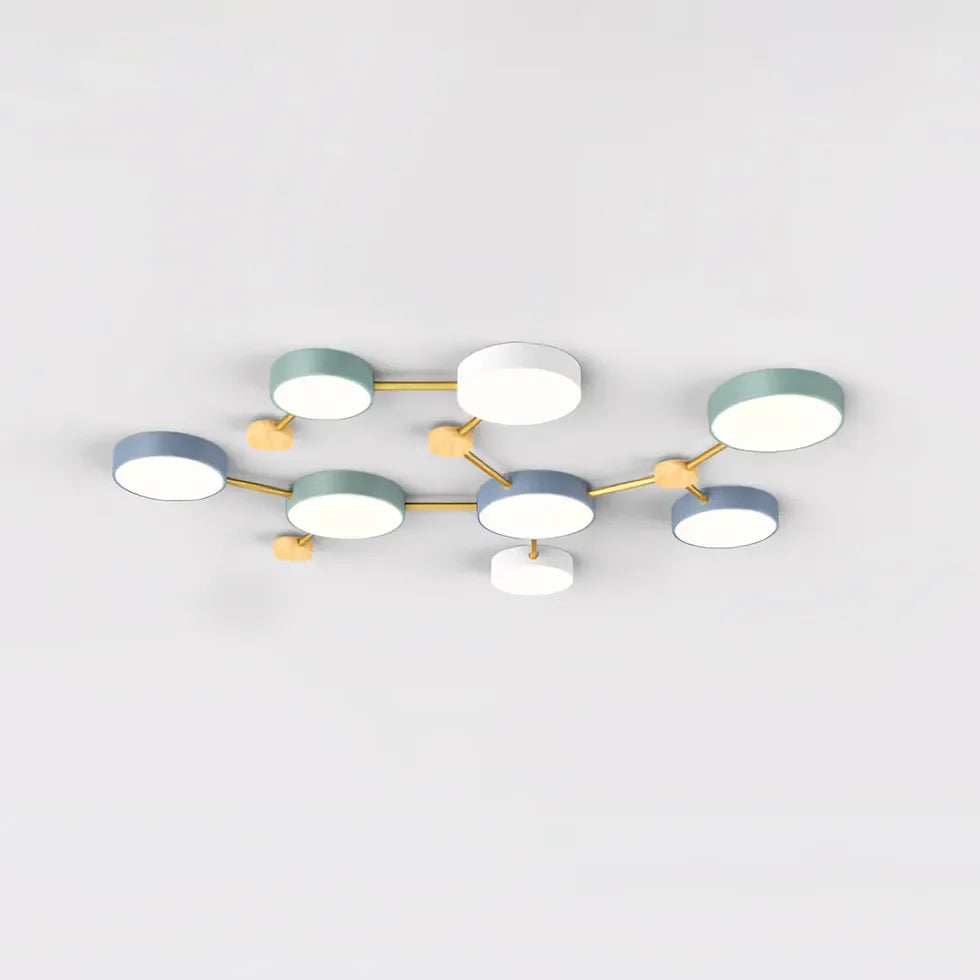 Plafon LED techo empotrable diseño multicírculo estilo macaron