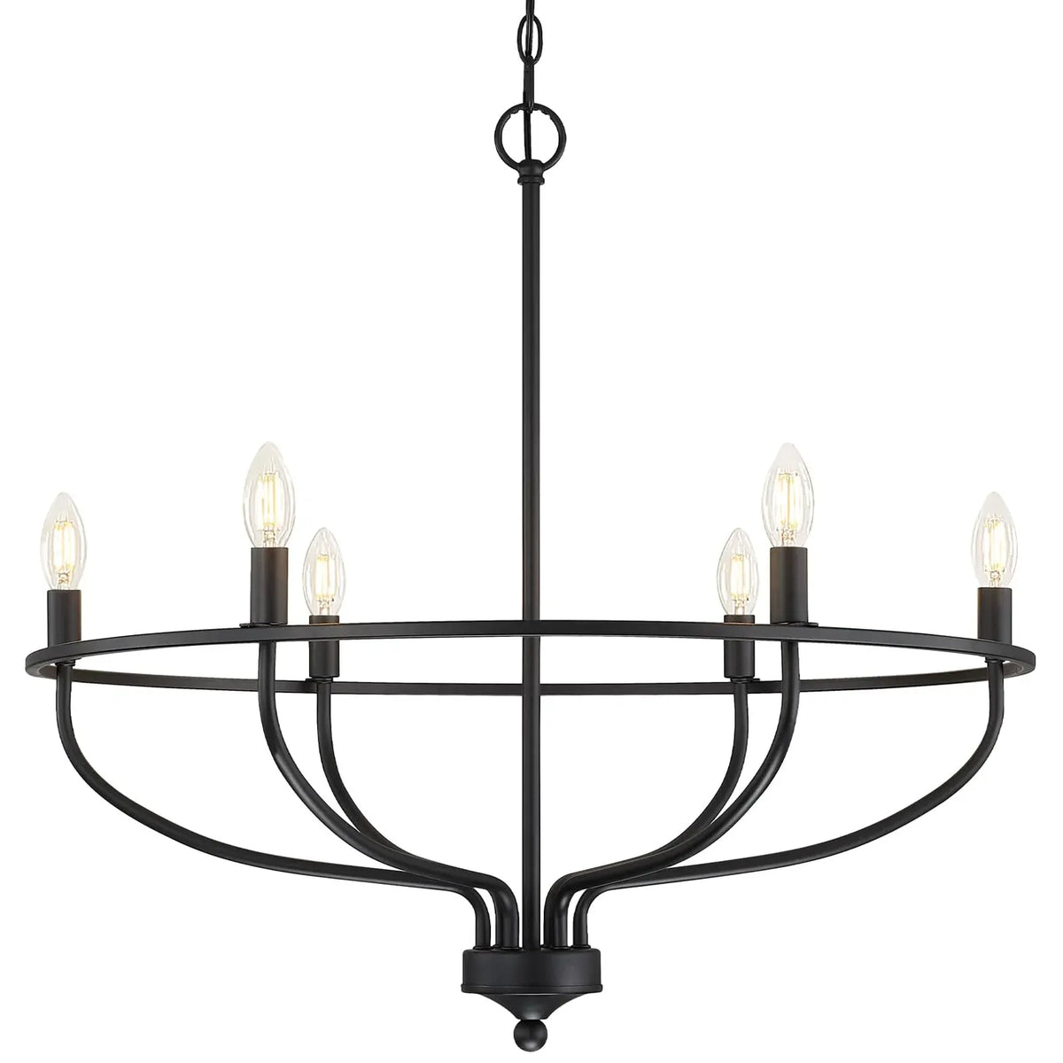 Lámpara colgante de diseño con cadena de candelabros negros 