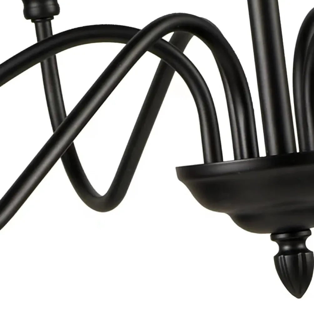 Lámpara de araña de cocina de metal negro estilo candelabro 