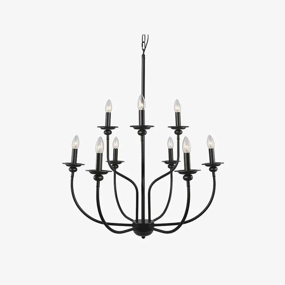 Candelabro negro con diseño de vela de múltiples cabezas 