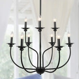 Candelabro negro con diseño de vela de múltiples cabezas 