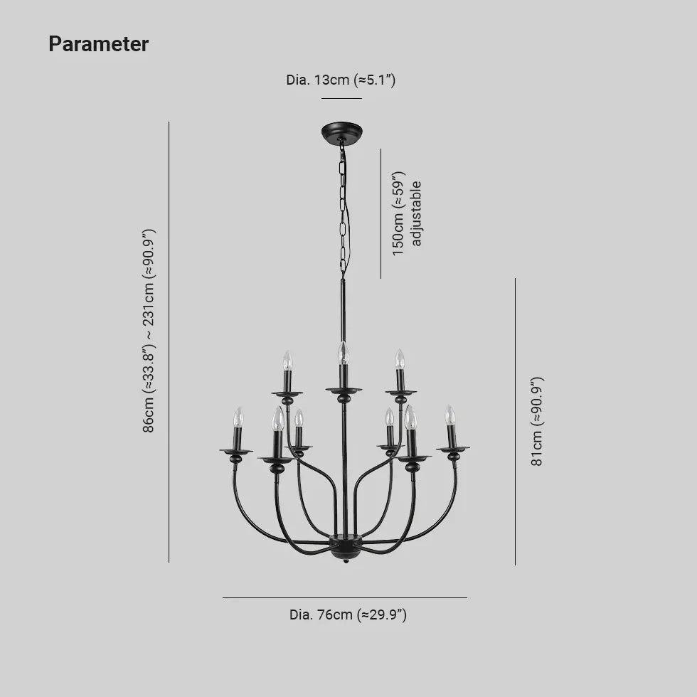 Candelabro negro con diseño de vela de múltiples cabezas 