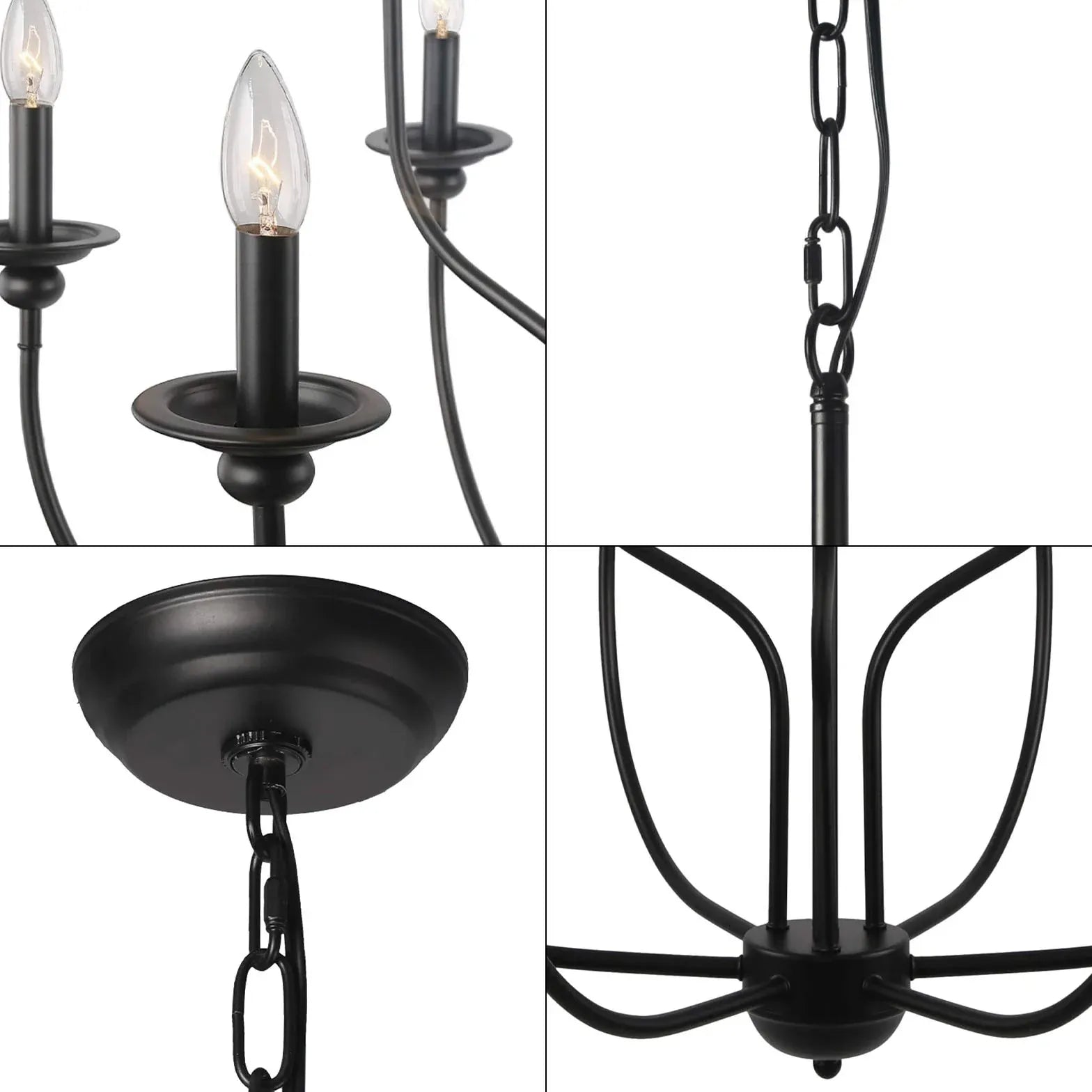 Candelabro negro con diseño de vela de múltiples cabezas 