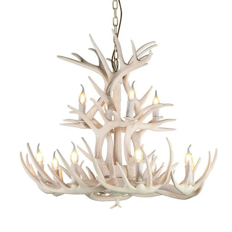 Faux Antler Wooden Candle Holder Vintage Chandelier