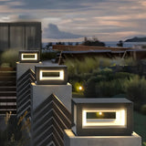 Sobremuro exterior cuadrado solar con LED moderno para jardín