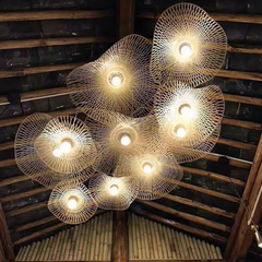 Lampara Colgante Bambu Artesanal para Escalera