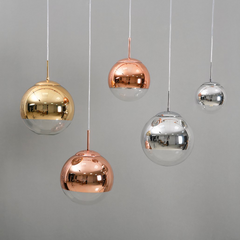 Lámpara colgante globo de vidrio LED moderna efecto espejo para comedor