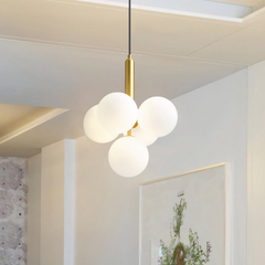 Lámpara colgante racimo blanca de vidrio moderna con luz suave para asillo