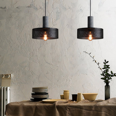 Lámpara Colgante Metal Negro LED Malla Regulable en Altura para Comedor