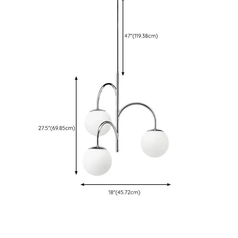 Lámpara colgante minimalista con bola de cristal de tres cabezas 