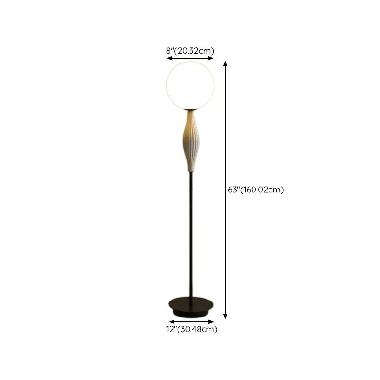 White Sphere Long Rod Minimalist Floor Lamp