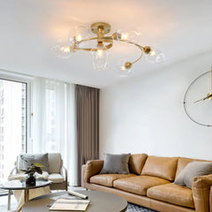 Lámpara Moderna De Techo De Cristal En Espiral Para Salón