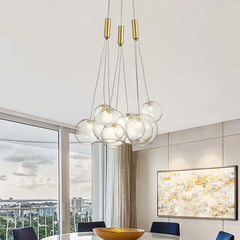 Lámpara de racimo de vidrio moderna LED regulable en altura para comedor