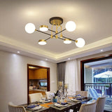 Round Multi-Head White Glass Modern Ceiling Light