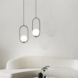 Oval Metal White Ball Minimalist Pendant Light