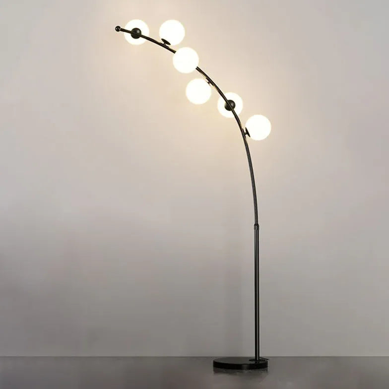 White Multi-Ball Arched Modern Floor Lamp