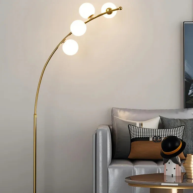 White Multi-Ball Arched Modern Floor Lamp