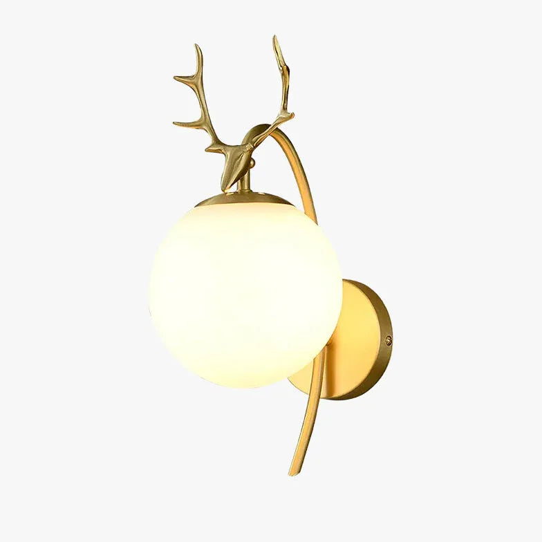 Deer Antler Glass Ball Bedroom Wall Lights