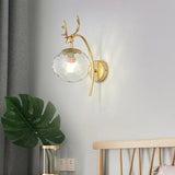 Deer Antler Glass Ball Bedroom Wall Lights